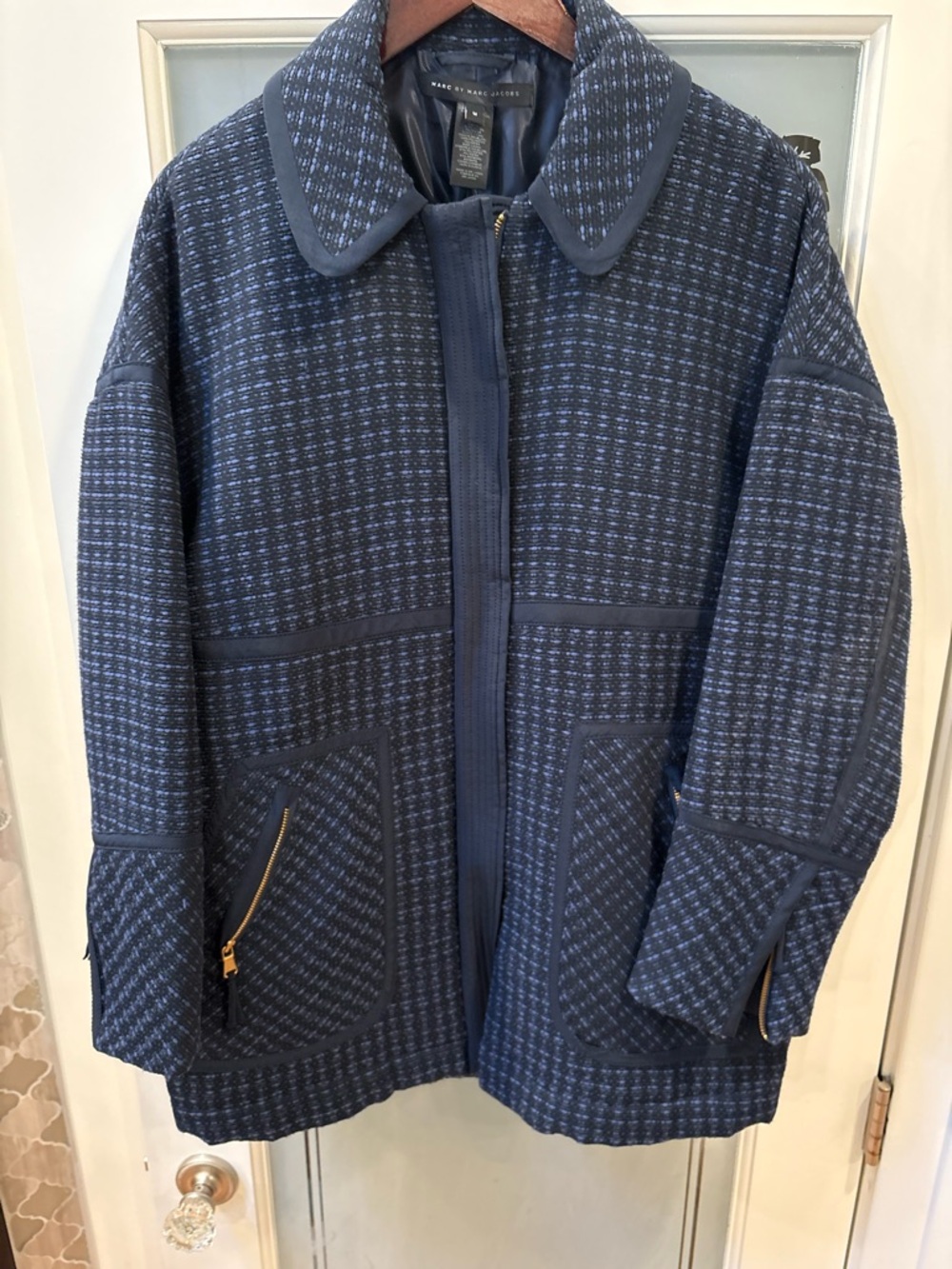 Women’s Medium Marc by Marc Jacob’s Navy Blue Tweed Jacket Winter Coat